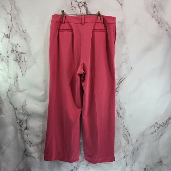 Calvin Klein Pants Womens 16 Hot Pink Wide Leg Boot Cut High Rise Trouser Slacks - Picture 1 of 13